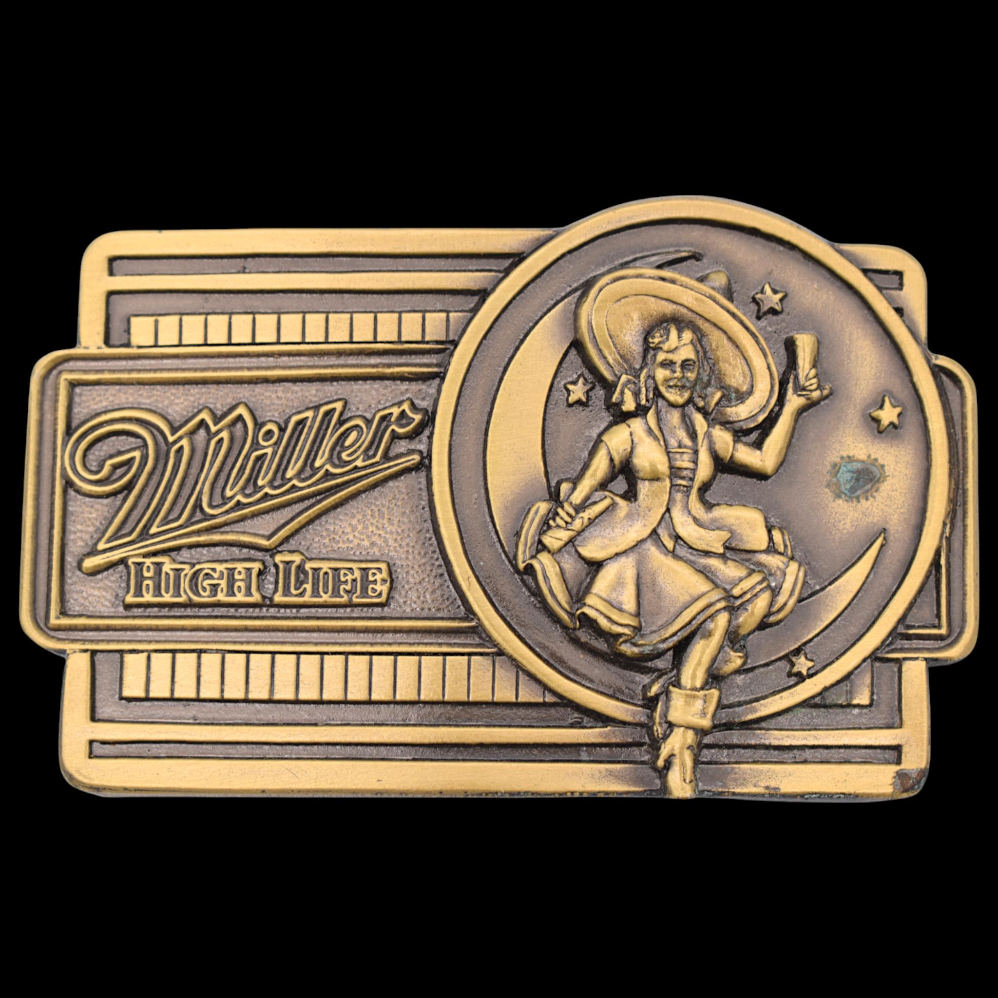 Miller Beer High Life Girl in the Moon Vintage Belt Buckle  display picture 2