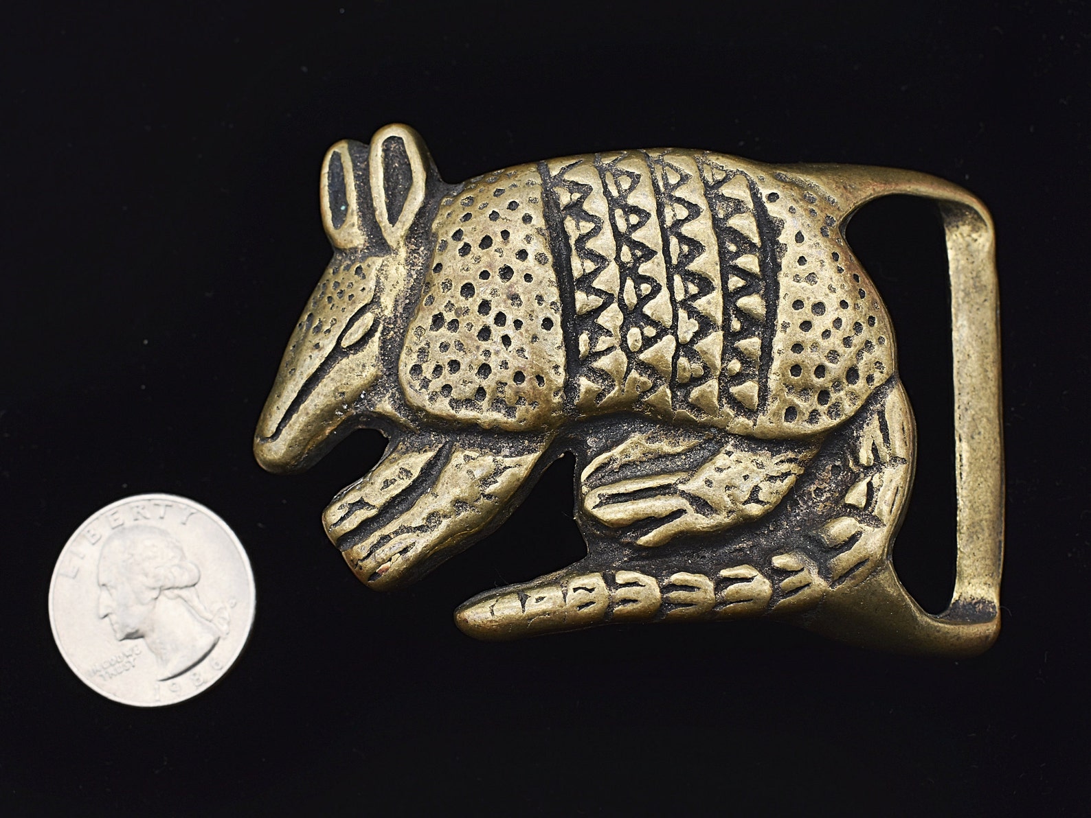 1970s Armadillo Solid Brass Vintage Belt Buckle Trinity Etsy