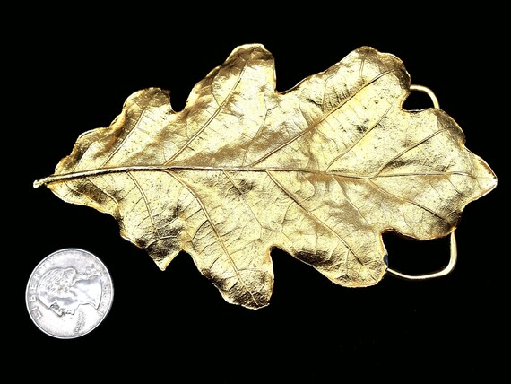 Oak Leaf 1970s Gold-Tone Vintage Belt Buckle - image 3