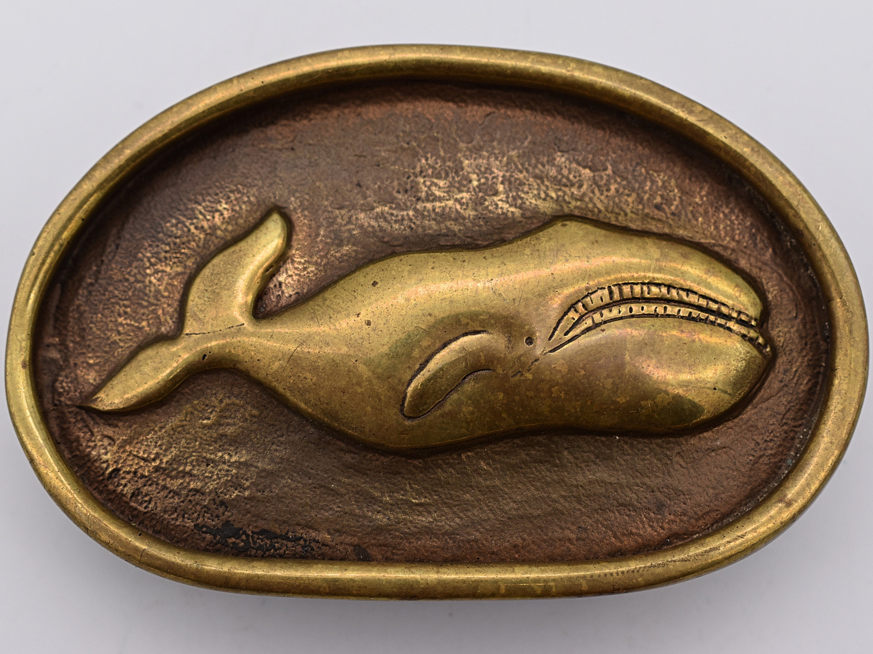 James Breakell Whale Solid Brass 1970s Vintage Belt Buckle Artist