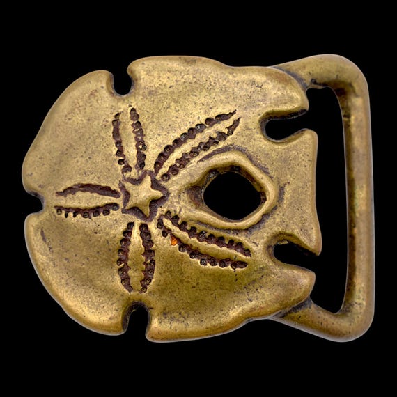 Solid Brass Sand Dollar Seashell Beach Flotsam Vi… - image 1