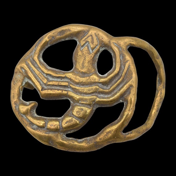 1970s Scorpio Horoscope Script Solid Brass Vintag… - image 1