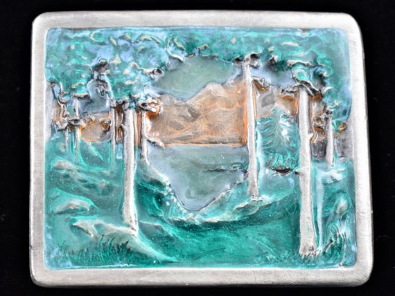 Mountain Lake Woods Forest Vintage Belt Buckle