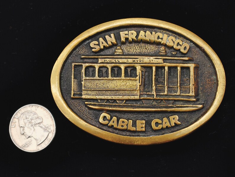 San Francisco Cable Car California Vintage 1970s Belt Buckle image 3