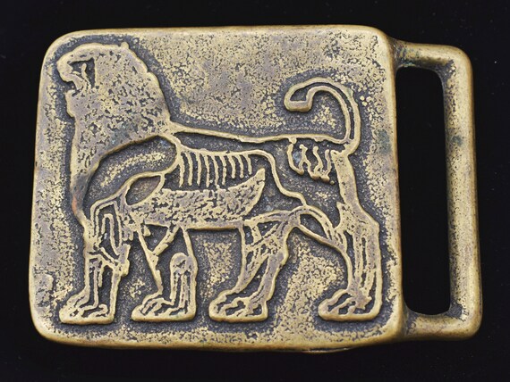 Solid Brass Lion Hieroglyph Egyptian Revival Art Hipp… - Gem