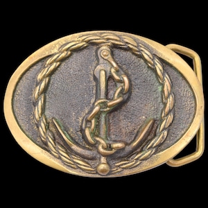 Solid Brass Anchor Maritime Naval 1970s Vintage Belt Buckle by BTS