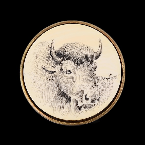 American Bison Buffalo Solid Brass 1980s Vintage … - image 1