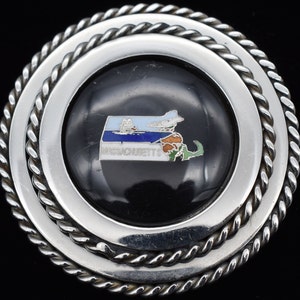 State of Massachusetts Handmade Resin Bubble Vintage Belt Buckle