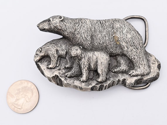 Polar Bears Iceberg Vintage Belt Buckle - image 4