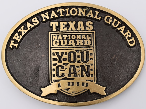 Solid Brass Texas National Guard Vintage Belt Buckle