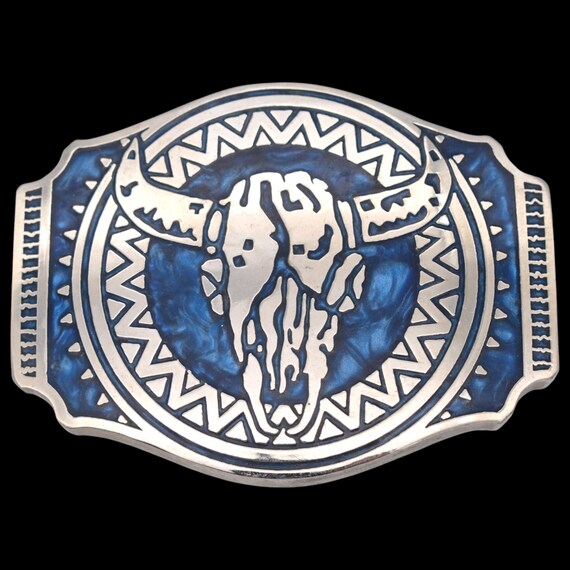 Buffalo Skull Silver Plated Solid Brass Western V… - image 1