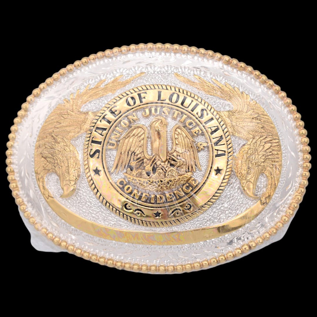 Award Design New Orleans World Fair 24K Gold & Silver plated Brass Belt Buckle Award Design New Orleans World Fair 24K Gold & Silver plated  main image 3
