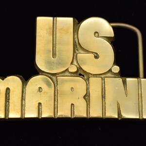 U.S. Marines Block Letters United States Marine Corps Solid Brass 1970s Vintage Belt Buckle