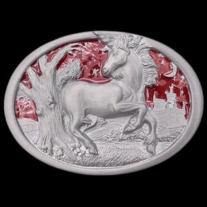 Unicorn Mythical Fantasy Medieval Castle Belt Buckle