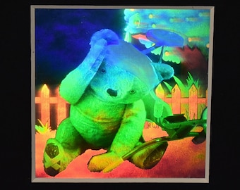 Teddy Bear VINTAGE 3D Hologram Matted Art Print