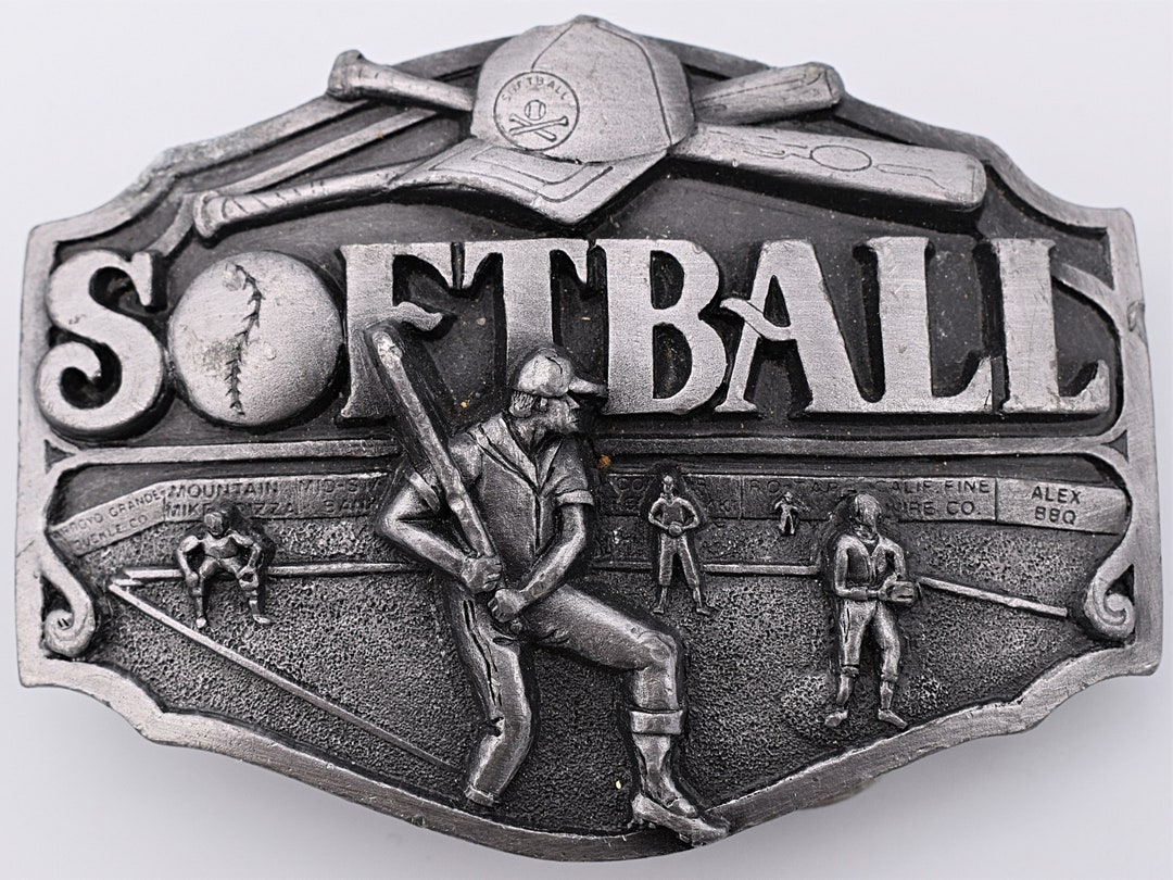 American Softball Association Solid Brass Vintage Belt Buckle Etsy