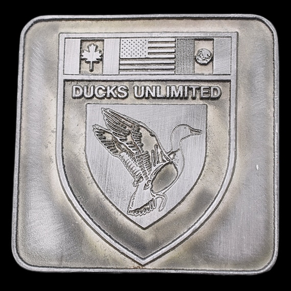 Ducks Unlimited Pewter Vintage Belt Buckle - image 1