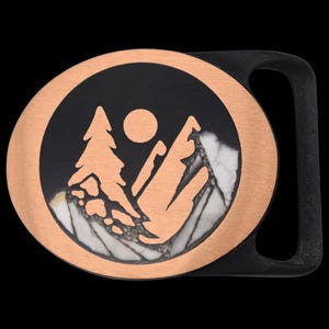 Tech Ether Guild "Aspen" Turquoise Stone Inlay Solid Brass Vintage Belt Buckle [1979]