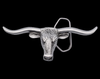 Longhorn Bull Skull 3D Belt Buckle - Etsy display picture 1