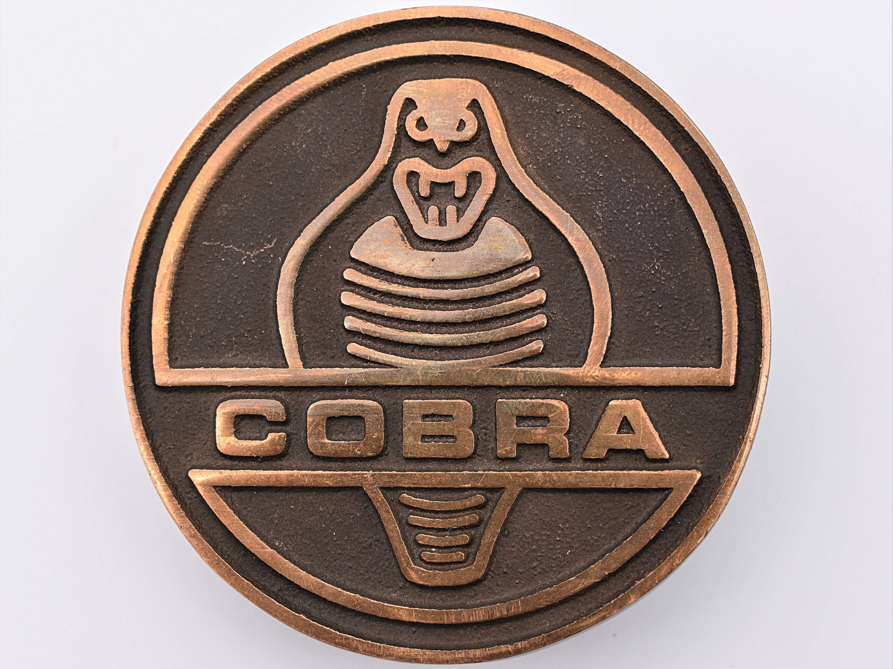 Shelby Cobra Logo 1970s Solid Brass UB Vintage Belt Buckle