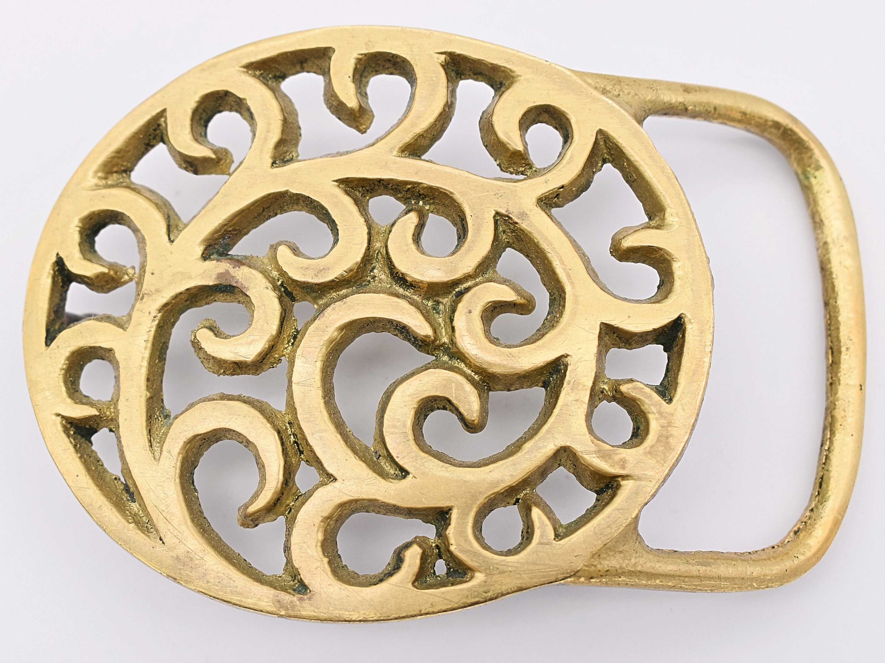 Erin Ferrier Solid Brass Tigar Belt Buckle Vintage 1970\'s Vintage Cheetah Belt - Etsy main image 2