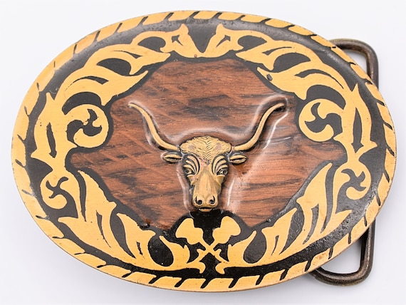 Solid Brass Longhorn Bull Head Skull Steer Vintag… - image 1
