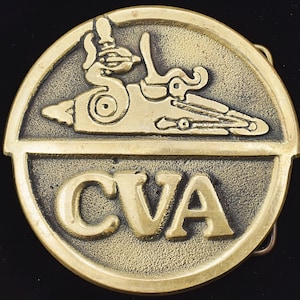 Solid Brass CVA Connecticut Valley Arms Flint Blackpowder Muzzleloader Firearms Rifle Vintage Belt Buckle