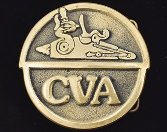 Solid Brass CVA Connecticut Valley Arms Flint Blackpowder Muzzleloader Firearms Rifle Vintage Belt Buckle