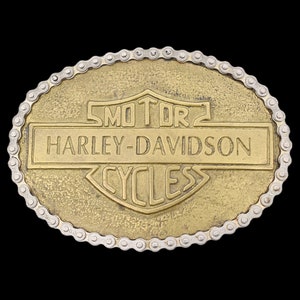 Harley Davidson Motorcycle Chain Solid Brass Vintage Belt Buckle