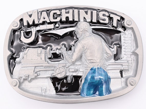 Machinist Workshop Metal Lathe Bench Belt Buckle