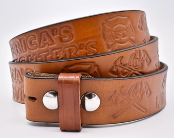 Genuine Leather America's Firefighter's Fireman Station 1.5 Inch Belt ~ CUSTOM SIZING Maximum Size 42"