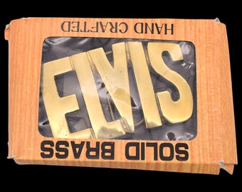 Solid Brass Elvis Vintage Belt Buckle by BBB Baron [ca. 1970s]