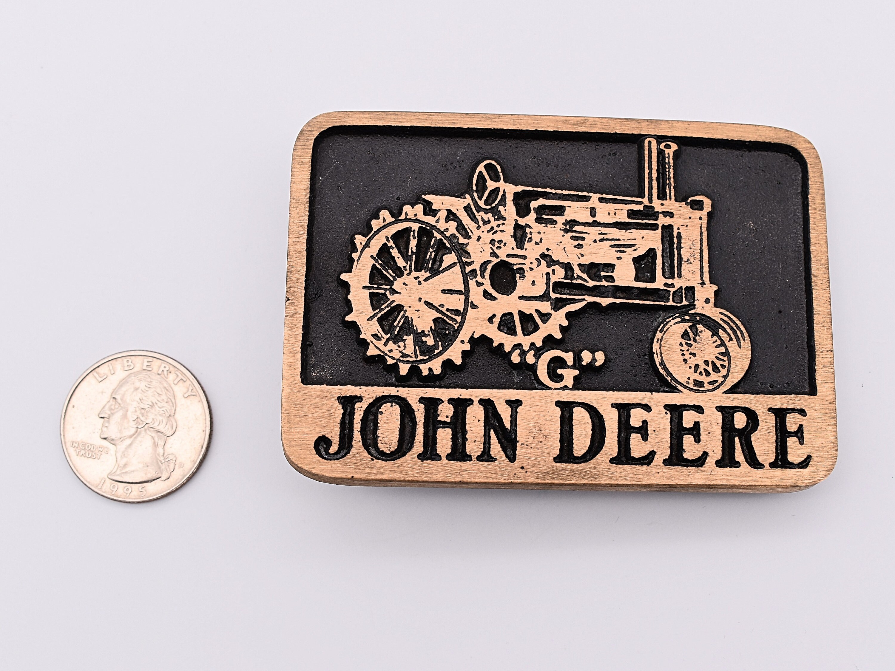 Boucle De Ceinture Vintage John Deere - En Laiton - Style Tracteur Rétro - Pièce De Collection
