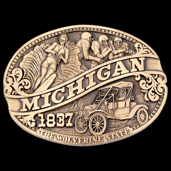 Solid Brass Michigan The Wolverine State Vintage … - image 1