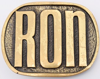Ron Name Solid Brass Vintage Belt Buckle