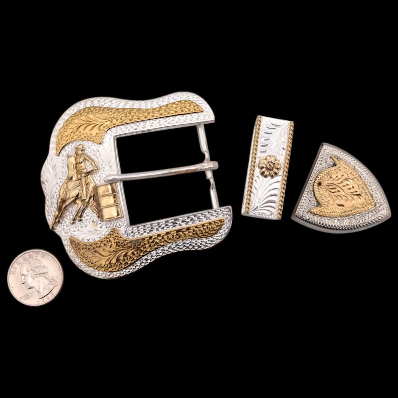 3-piece Rodeo Barrel Racing 1980s Ranger Vintage Belt Buckle Set by ...