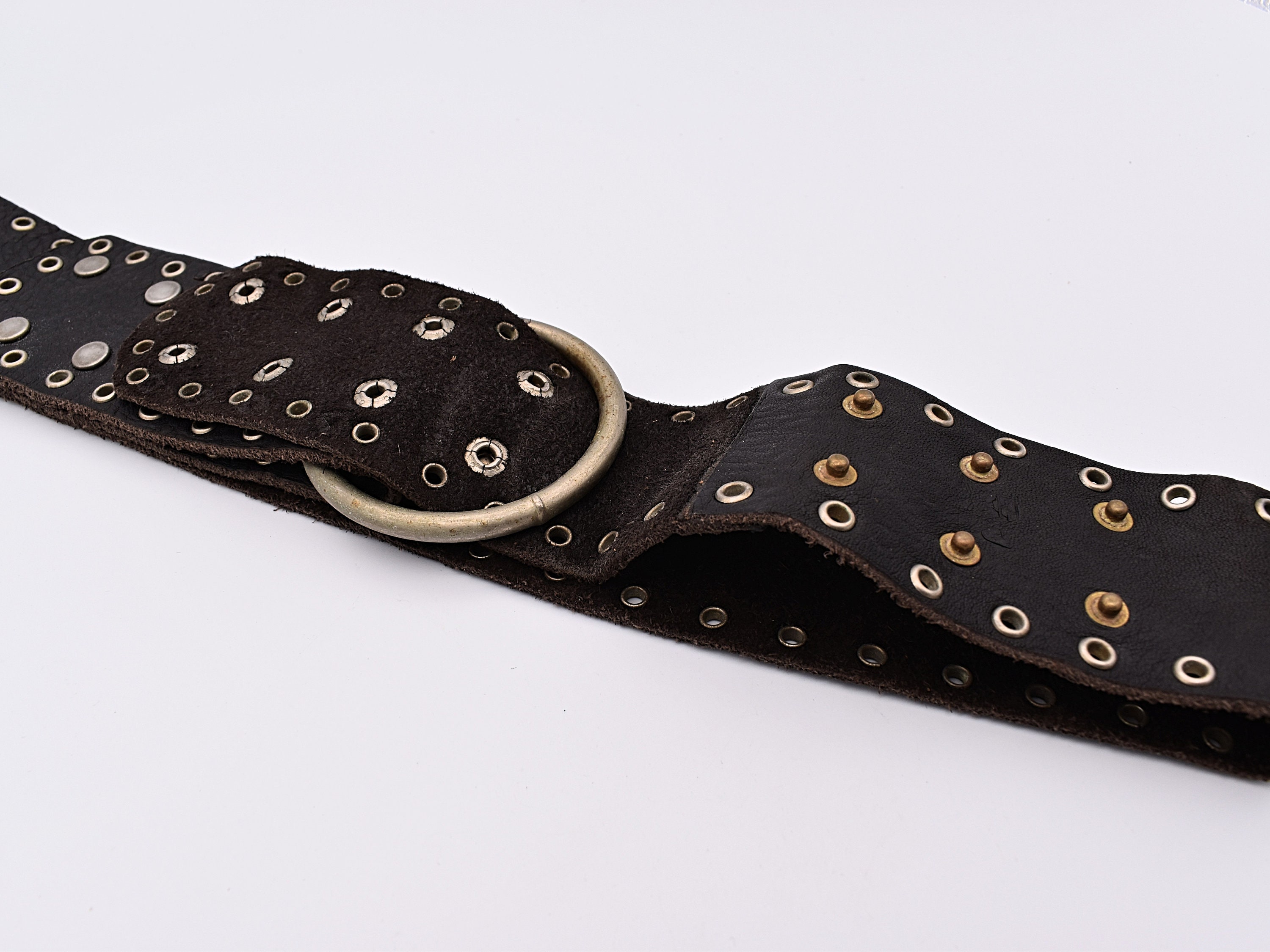 JOED By J. Urbina Genuine Vintage Bison Black Signed Wide Leather Belt Sz 36 Genuine Bison Leather Western Women main image 2