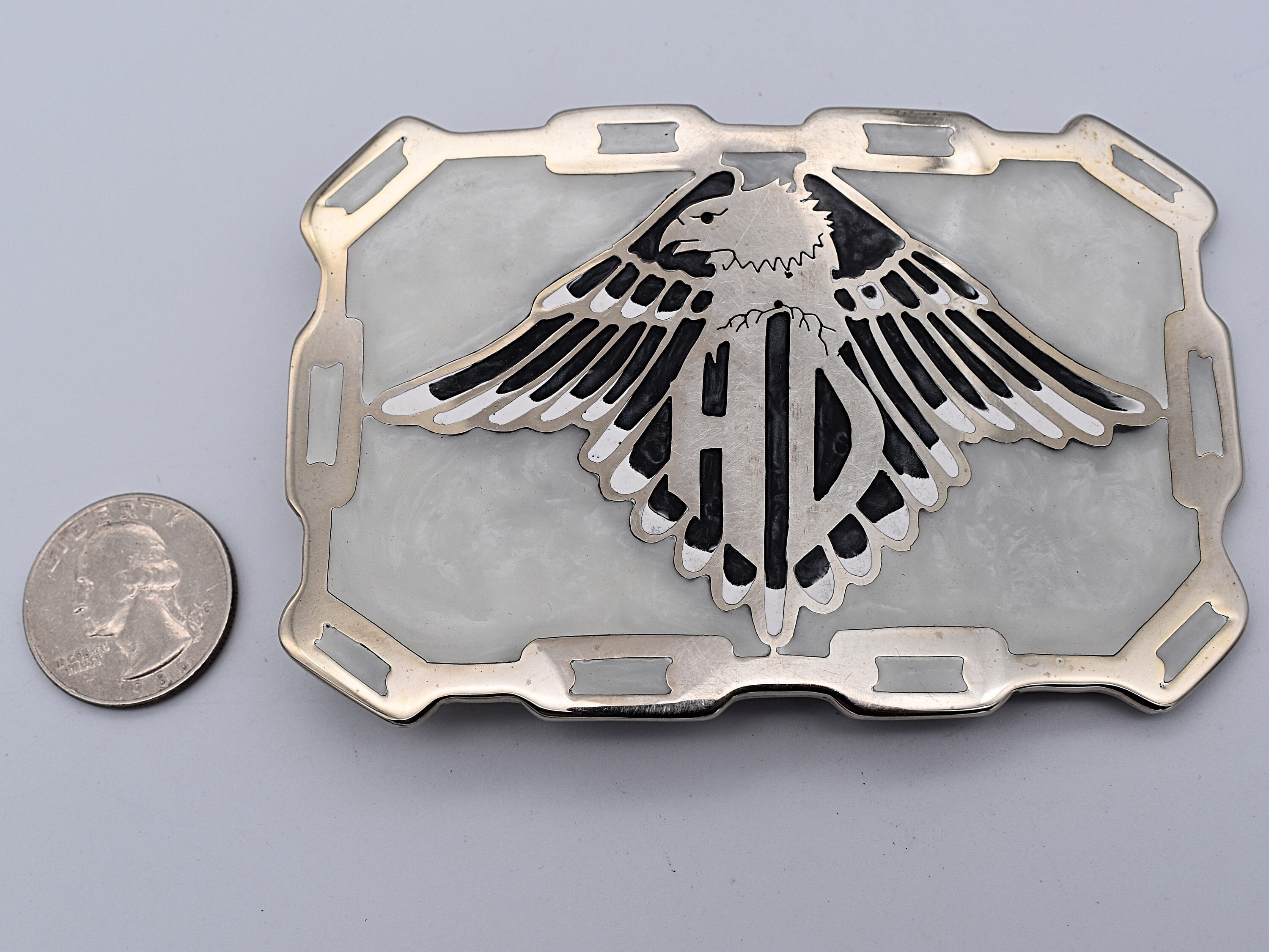 Harley Davidson Motorcycle Handmade Pearly Inlay Eagle Crest