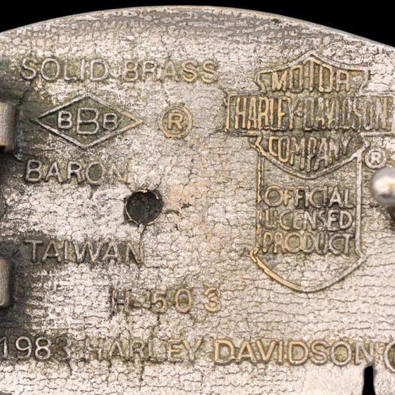 Distressed Solid Brass Harley Davidson Motorcycles USA Eagle Vintage Belt Buckle | Made Under Official Licensing Agreement by Baron [1983] View 5