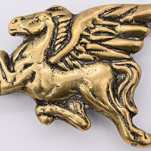 Solid Brass Pegasus Winged Horse 1970s Hippie Trinity Co. Vintage Belt Buckle