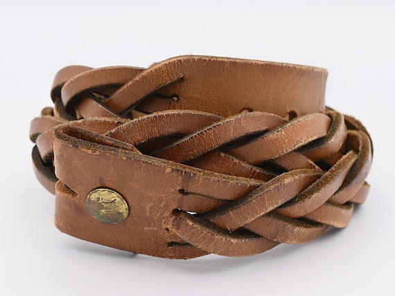 Vintage Genuine Distressed Braided Leather Hippie Western  display picture 2
