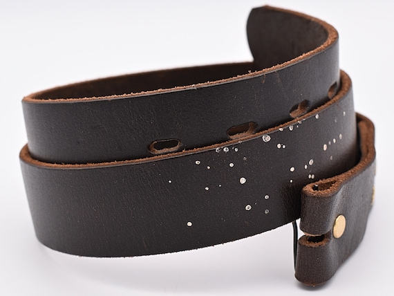 Genuine Leather Belt Size 34 ~ Brown White Paint Splatter  display picture 3