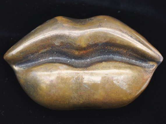 Solid Brass Lips 1970s Vintage Belt Buckle