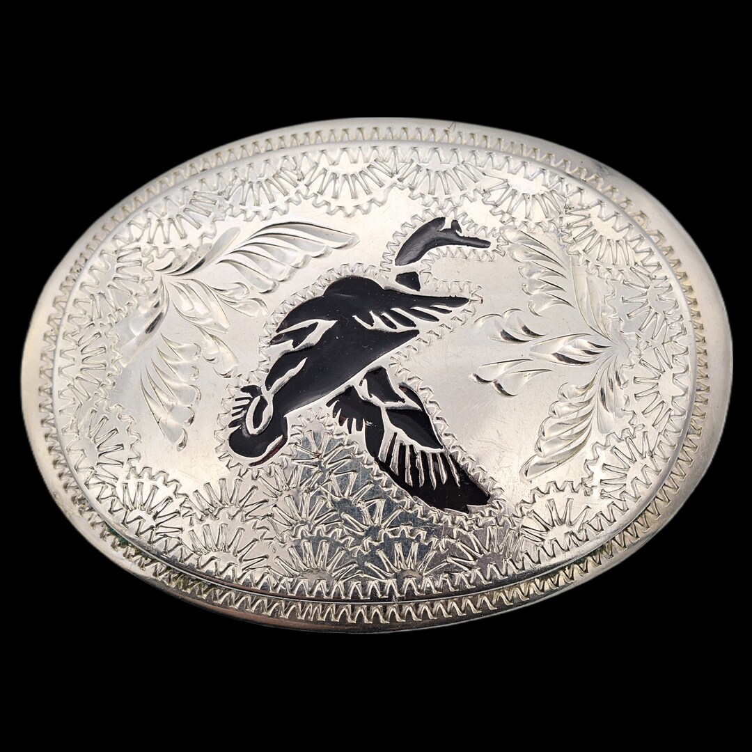 duck-german-silver-western-engraved-paisley-vintage-belt-buckle-etsy