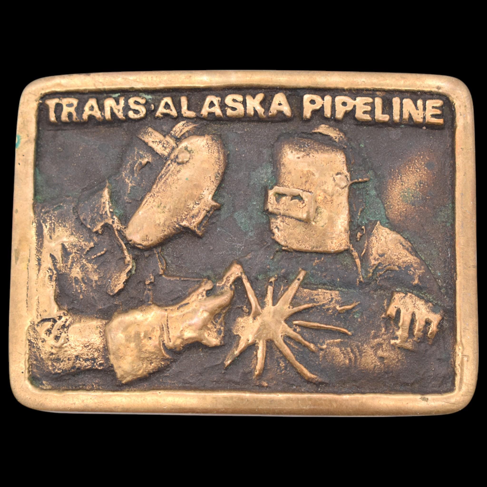 Solid Brass Trans Alaska Pipeline Welder 1970s Vintage Belt 