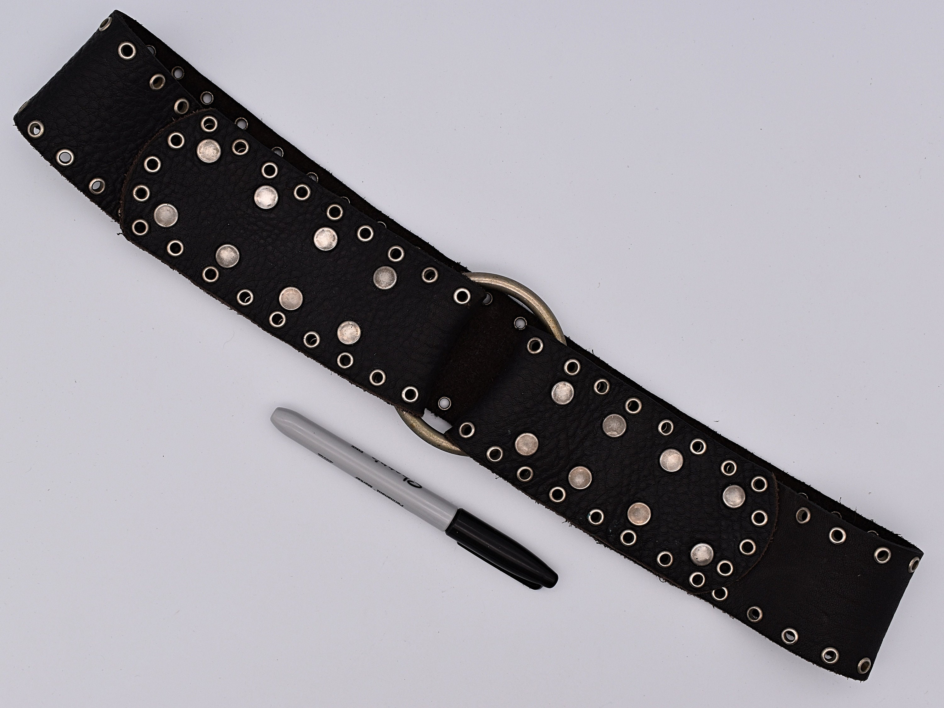 JOED By J. Urbina Genuine Vintage Bison Black Signed Wide Leather Belt Sz 36 Bison Leather Belt Size 26 by JOED Urbina Made in USA - Etsy main image 3