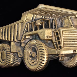 1979 Dump Truck Mining Miner Construction Vintage Solid Brass Belt Buckle