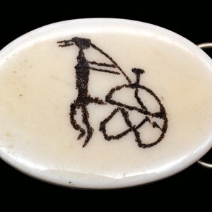 Stick Figure Pipe Rock Art Pictograph Pictogram Southwestern Vintage Belt Buckle