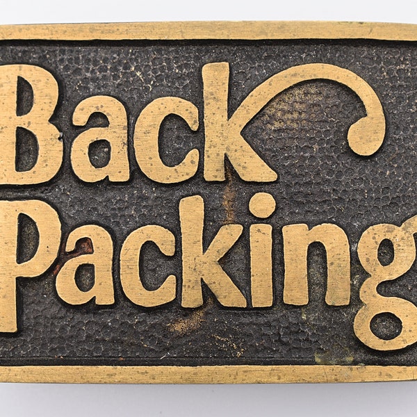 Backpacking Hiker Wanderlust Traveler Hitchhiking Wilderness Solid Brass Vintage Belt Buckle