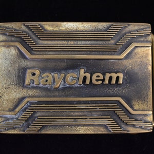 Raychem Chemicals Industry Manufacturing Solid Brass Vintage Belt Buckle